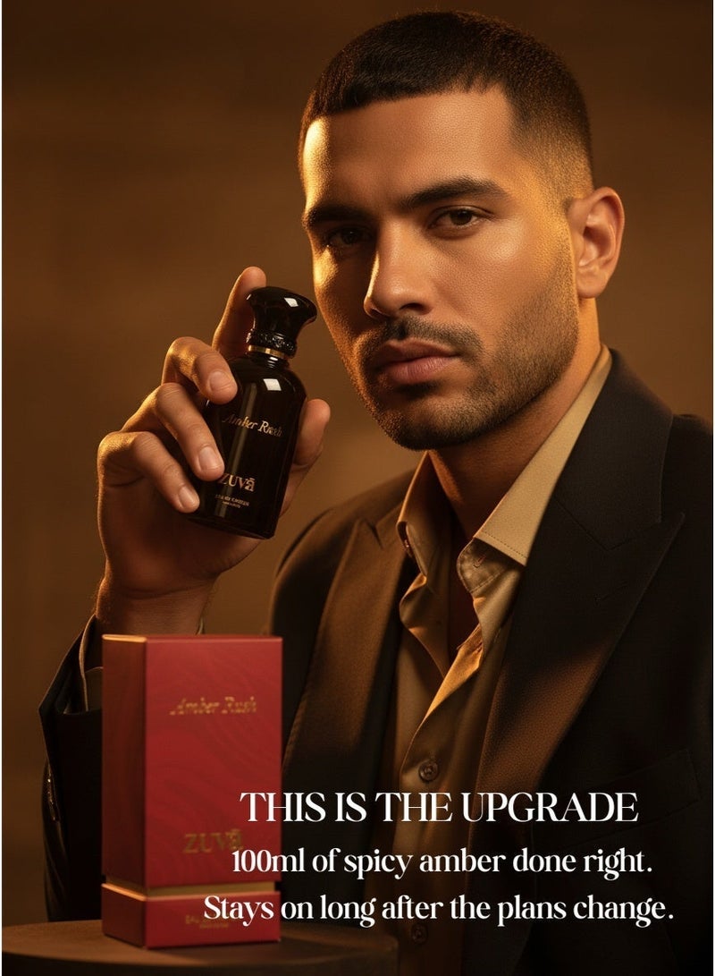 عطور زوفا عطر أمبر راش أو دو بارفان 100 مل - عطر عنبر حار للرجال | عطر شرقي يدوم طويلاً مع الفانيليا والفلفل الوردي - Image 3